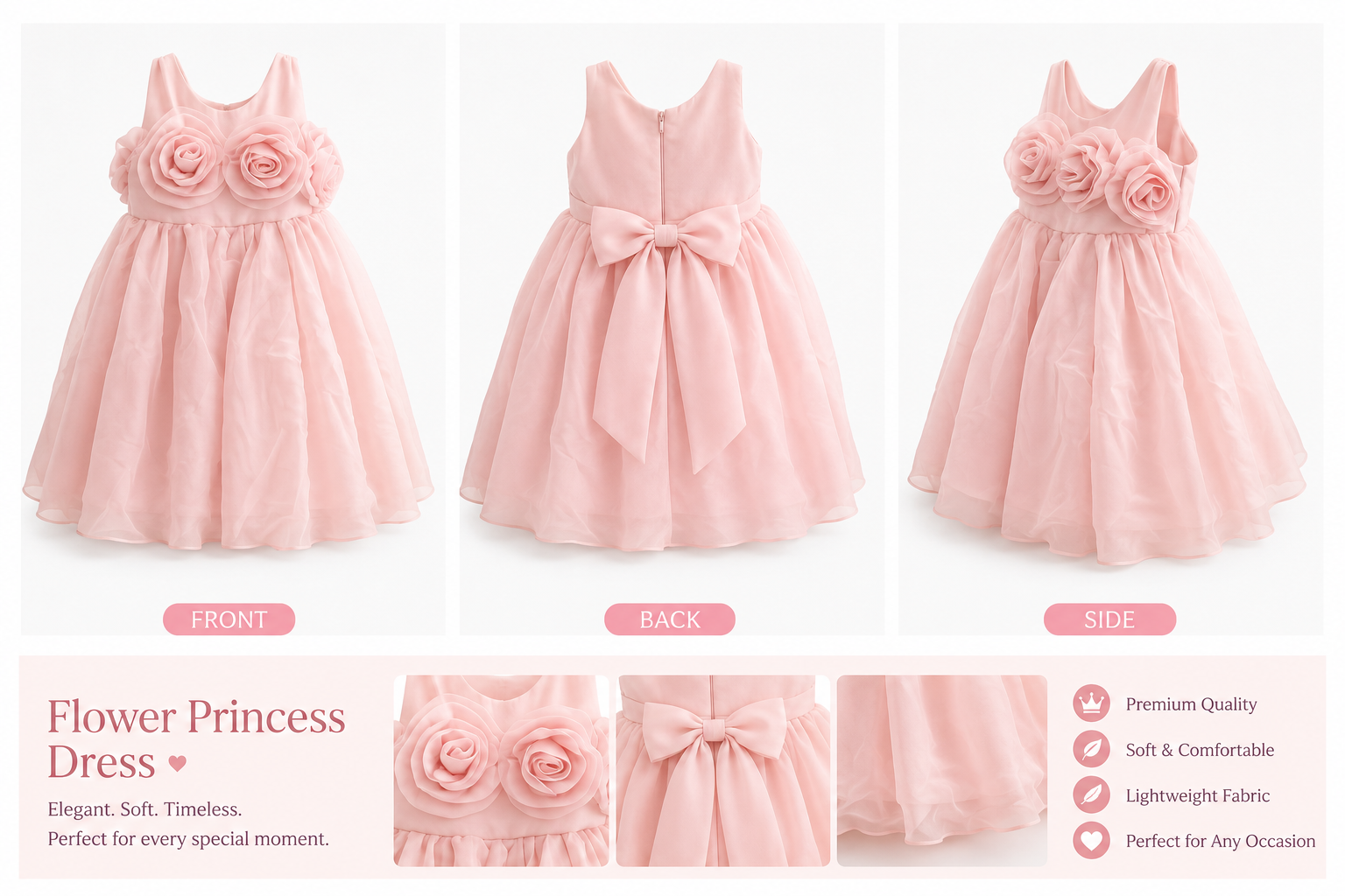 Girls Elegant Party Dress — Birthday & Special Occasion