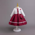 Girls Red Gown & White Coat Set — Elegant Party Outfit